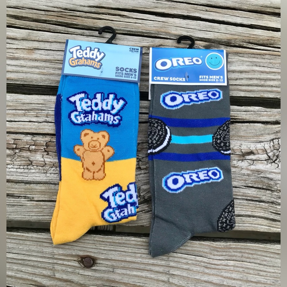 2/$10 NEW Mens Licensed OREO Cookie TEDDY GRAHAM Crackers Socks Gift Advertising